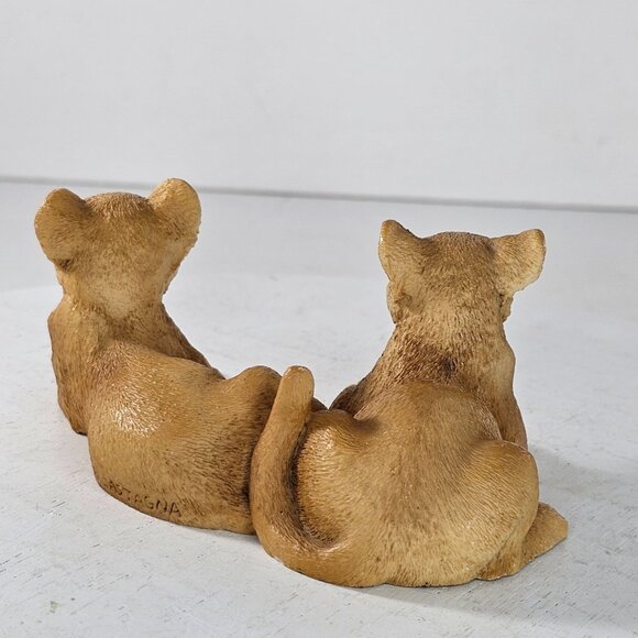 Castagna Italy Lion Cubs Figurine Sculpture Resin 1988 Vintage Realistic Figures - Picture 7 of 8